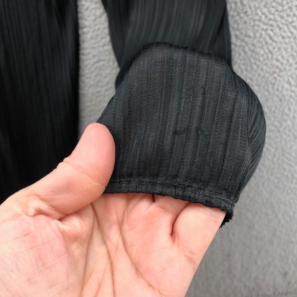 Pleats Please Wide Leg Cropped Pants Womens 4 Black High Rise Elastic Waist Boho - Picture 8 of 10